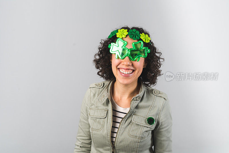 Young woman wearing festive St. Patrick's Day costume